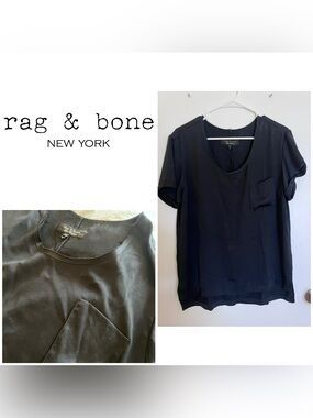 Rag & Bone silky black short sleeve top